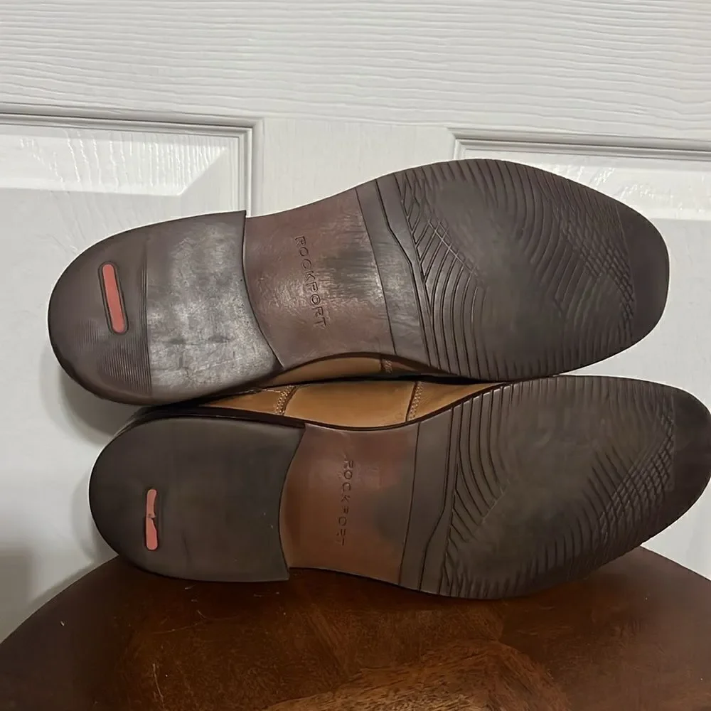 🔥🔥‎ ROCKPORT Simon Cap Toe Oxford Cognac Leather Dress Shoes - Men Sz 12 - EUC